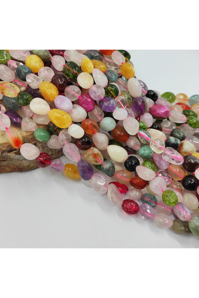 ByKolyeucum سلسلة أحجار كريمة طبيعية غير شكلية بطول 39 - 40 سم (خرز من الحجر ...