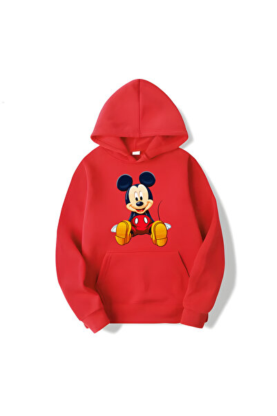 MAGORS SVART WEAR Mickey Mouse Štampano Pamuk Dukserica sa kapuljačom i dugim...