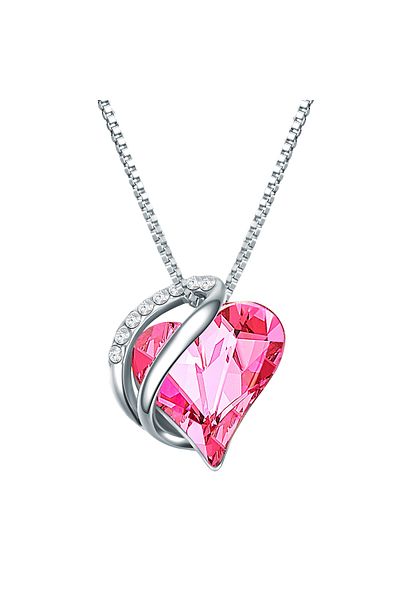 Rafaela Donata Silberhalskette Kette mit Anhänger Sterling Silber verziert mit Kristallen von Swarovski® Rosa weiß