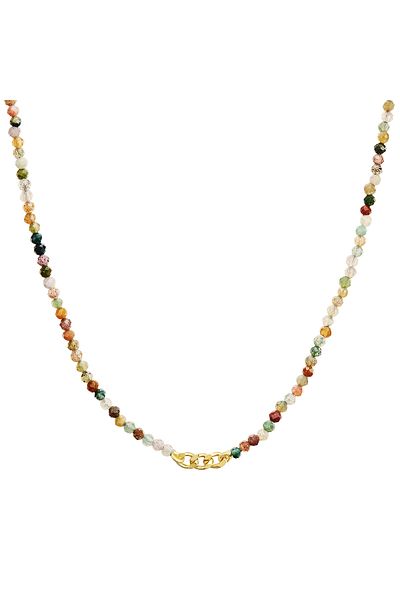 Glanzstücke München Silberhalskette Kette Sterling Silber gelbgold Achat bunt