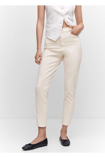 MANGO Woman Women's White Trousers 27900650