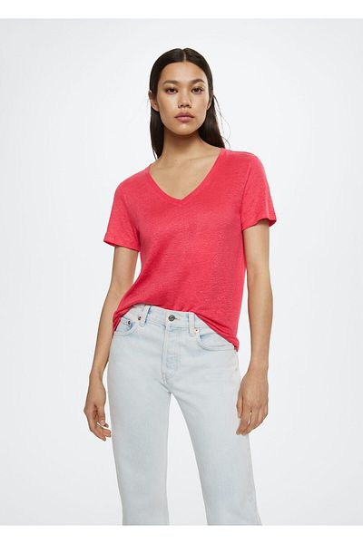 MANGO Woman Korallenrotes Damen-T-Shirt