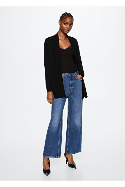 MANGO Woman Schwarze Strickjacke für Damen