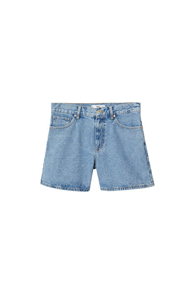 MANGO Woman Kadın Donuk Mavi Şort & Bermuda