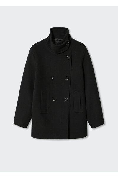 MANGO Woman Kadın Siyah Palto