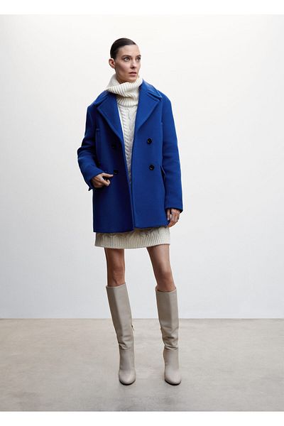 MANGO Woman Palton albastru pentru femei