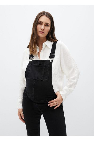 MANGO Woman Women's Black Denim Jumpsuit