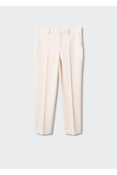 MANGO Woman Kadın Ekru Pantolon