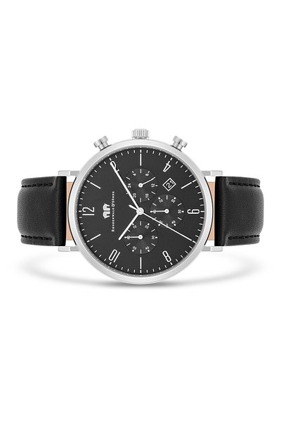 Rhodenwald & Söhne Chronograph Herren Chronograph silber Echtleder schwarz
