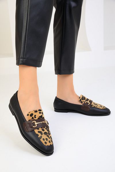 SOHO Black-Leopard Women's Casual Shoes 18585