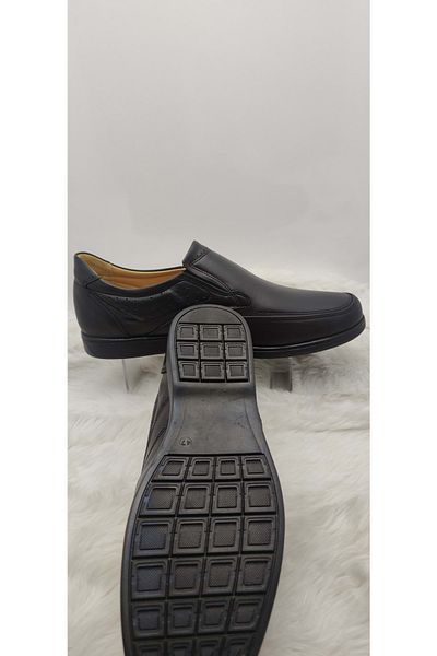 ÇİĞDEM KUNDURA Çiğdem Real Leather Heel Gel Black Laceless Special Series Shoes 960 Black