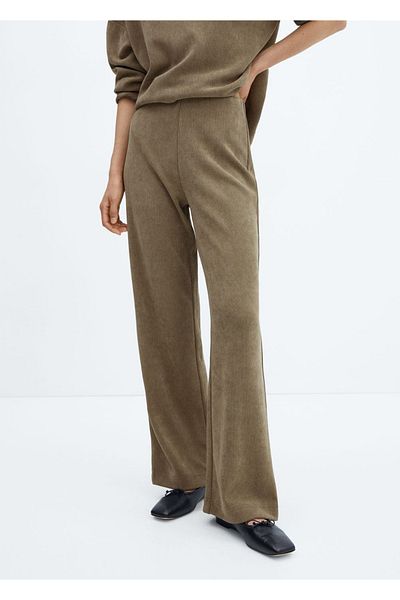 MANGO Woman Corduroy Trousers with Elastic Waist