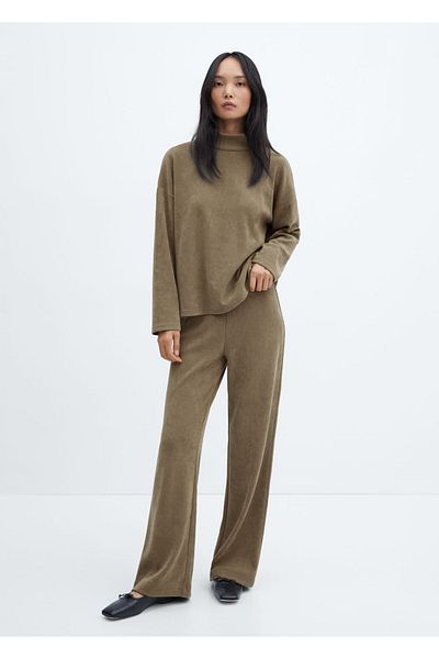 MANGO Woman Corduroy Trousers with Elastic Waist