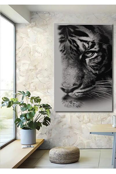 Teona Ahşap Dekoratif Dikey Sibirya Kaplanı Duvar Tablo Ahşap Dikdörtgen Tablo