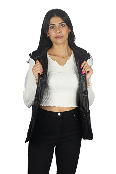 TOLGA SARAÇOĞLU Чорний жіночий жилет - Regular Fit, без рукавів, з високим ко...