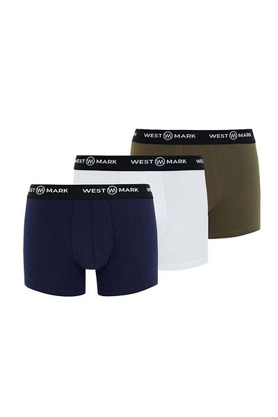 WESTMARK LONDON Ανδρικό σετ μπόξερ 3 τεμαχίων λευκό χακί Navy Blue Regular Fit OSCAR TRUNK