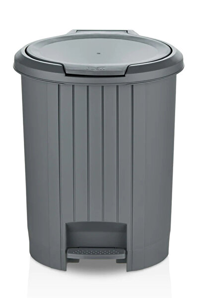 Poomy Bathroom and Kitchen Pedal Trash Can with Push to Open Mechanism - Gray