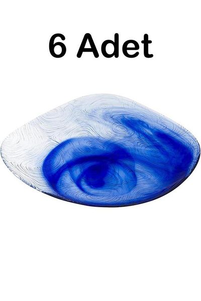 Paşabahçe Set of 6 10641 Linden Batik Blue 19 Cm Cake Plates