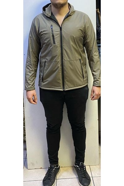 BeyzDenim Χακί αδιάβροχο παλτό με μωβ