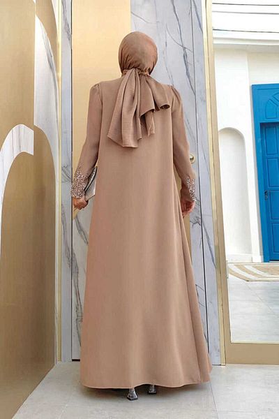 Bym Fashion Σετ φορέματος με κεντητό γιλέκο Mink Plus Size - 3838-1