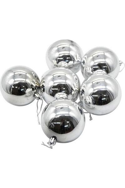 SURPRISE PARTY STORE Christmas New Year Pine Tree Decoration Cici Ball 6 Pieces 6 cm Silver Gray Shiny Cici Ball