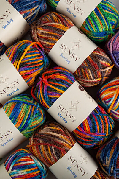 SENSY Premium Roving El Örgü Ipi Atkı Bere Ipi Kazak Panço Ip Hırka Ipi Çok Renkli Yağmur Ormanları