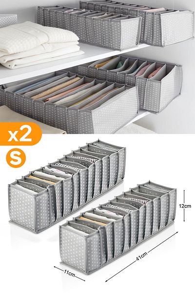 Serstil 2 Pieces - 11 Compartments Gray Spotted Drawer Organizer - Small