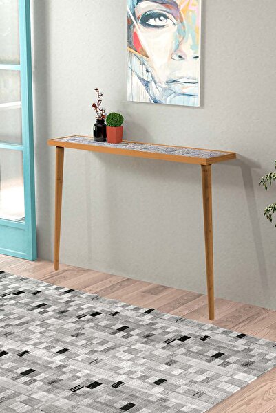 Resmo Esperanza Dresuar Kayın 122x20CM Doğal Masif Ayaklı Raf Salon Mutfak An...