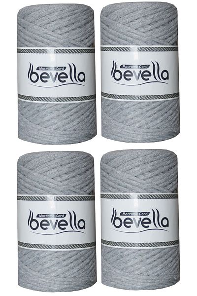 Bevella Macrame Cord Σχοινί Taranan Macrame Single Twist Can Comb Σχοινί 3 mm Βαμβακερά νήματα Macrame 1 kg (4X250 gr)