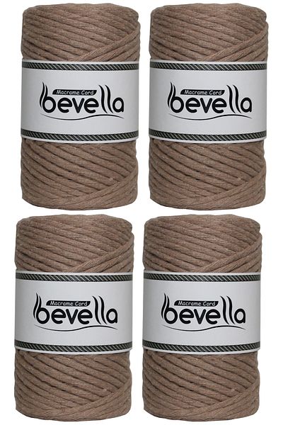 Bevella Macrame Cord Σχοινί Taranan Macrame Single Twist Can Comb Σχοινί 3 mm Βαμβακερά νήματα Macrame 1 kg (4X250 gr)
