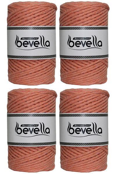 Bevella Macrame Cord Σχοινί Taranan Macrame Single Twist Can Comb Σχοινί 3 mm Βαμβακερά νήματα Macrame 1 kg (4X250 gr)