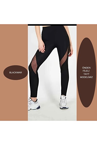 BLACKMAR Önden Fileli Siyah Tayt