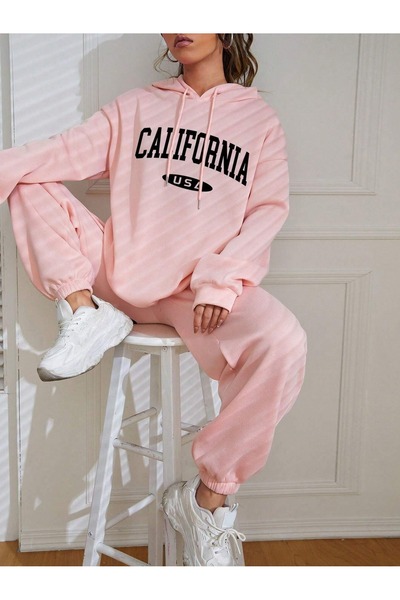PALPİTO Ženska ružičasta majica sa kapuljačom California USA Štampano Sa kapu...
