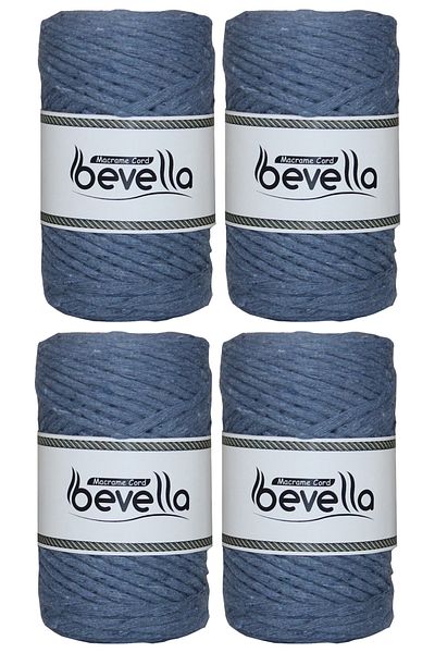 Bevella Macrame Cord Σχοινί Taranan Macrame Single Twist Can Comb Σχοινί 3 mm Βαμβακερά νήματα Macrame 1 kg (4X250 gr)