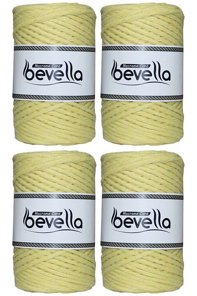 Bevella Macrame Cord Taranan Macrame String Single Twist Scannable 3 mm String Cotton Macrame Strings 1 kg (4X250 gr)