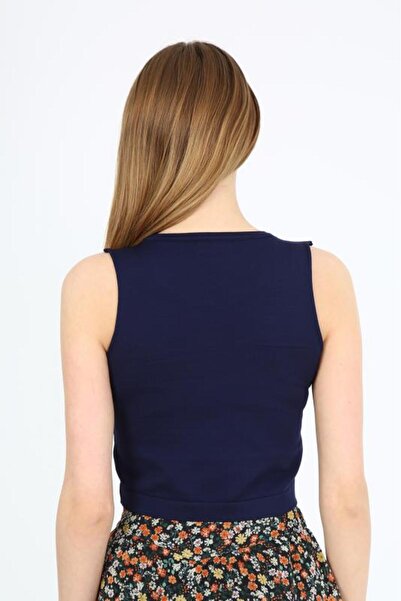 SARİTA MODA Жіночий трикотажний кроп-топ з велосипедним коміром