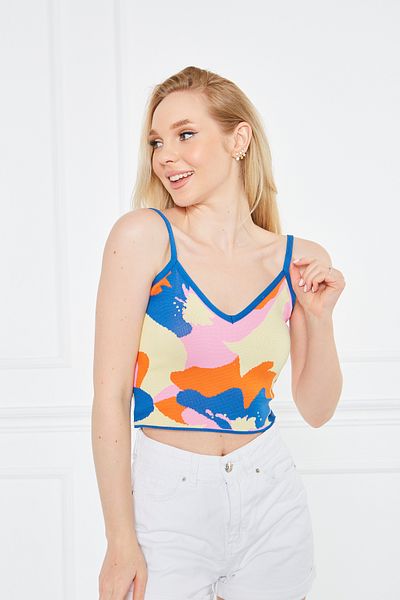 SARİTA MODA Crop Top cu model abstract