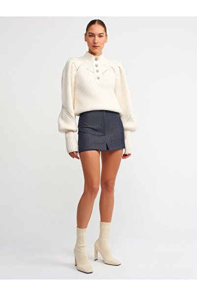 My love butik Half Turtleneck Balloon Sleeve Sweater-ecru