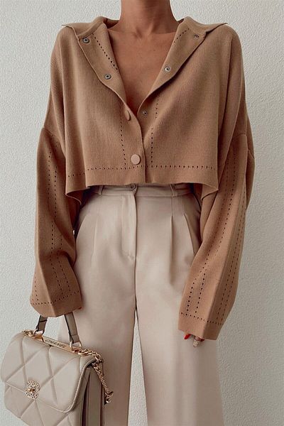 My love butik Cardigan crop cu detaliu snap