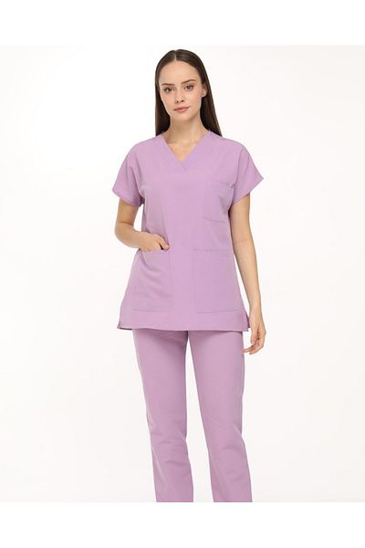 Medinila Costum Tericotone Nova Liliac cu mâneci liliac fără lycra - Tricou pentru femei de asistentă