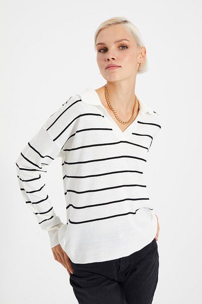SARİTA MODA Tricotaj de bază cu model de linie de guler polo