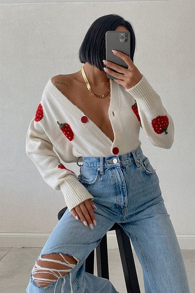 My love butik Strawberyy Crop Cardigan