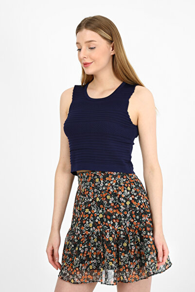 SARİTA MODA Жіночий трикотажний кроп-топ з велосипедним коміром