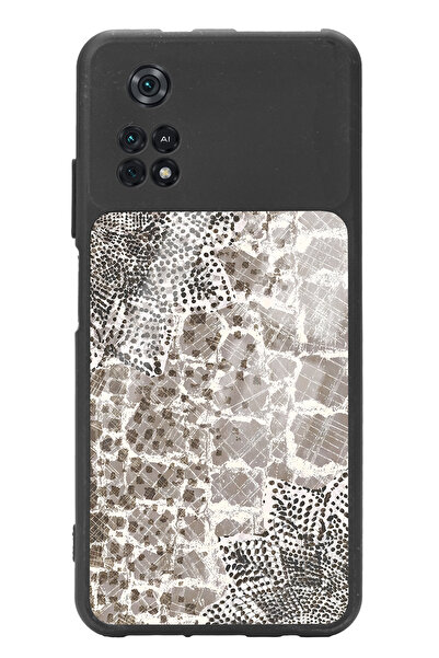 Spoyi Xiaomi Poco M4 Pro Taşlı Yaprak Tasarımlı Glossy Telefon Kılıfı