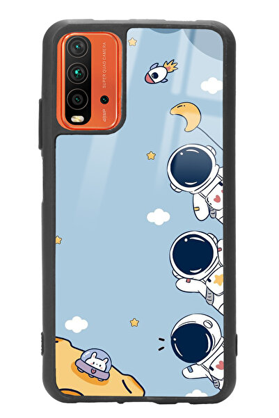 Spoyi Xiaomi Redmi 9T Mini Astronot Tasarımlı Glossy Telefon Kılıfı