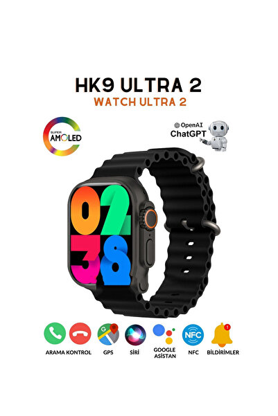 Fırsatbidünya Hk9 Ultra 2 Chat Gpt ve Pusula Destekli 2 GB Hafızalı Amoled Ek...