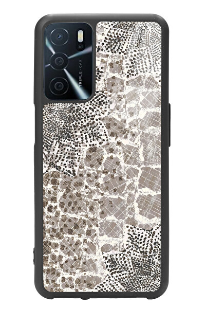 Spoyi Oppo A16 Taşlı Yaprak Tasarımlı Glossy Telefon Kılıfı