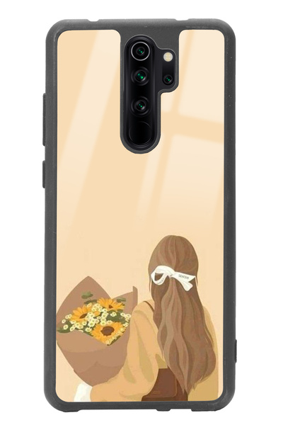 Spoyi Xiaomi Redmi Note 8 Pro Çiçekli Kız Tasarımlı Glossy Telefon Kılıfı