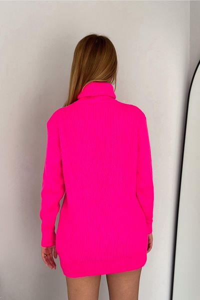 FEMELLE Pulover tunică de damă, fucsia, mărime standard, cu gât țesut Pescar