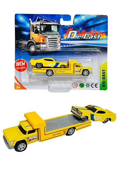 tmtoysandmore Metal Car Carrying Tow Truck Rescue Truck Toy Yellow